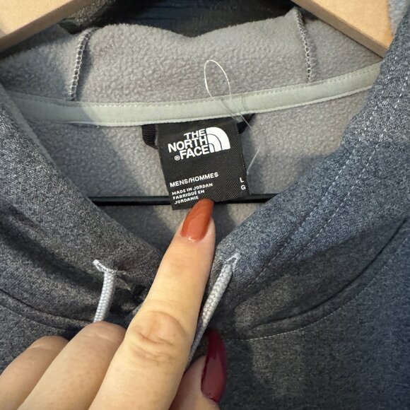 EUC Mens Unisex North Face Hoodie Sweatshirt Gray White logo Large - Picture 2 of 6